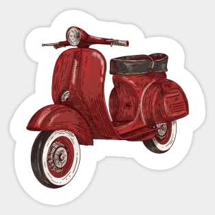 Red Retro Scooter Sticker